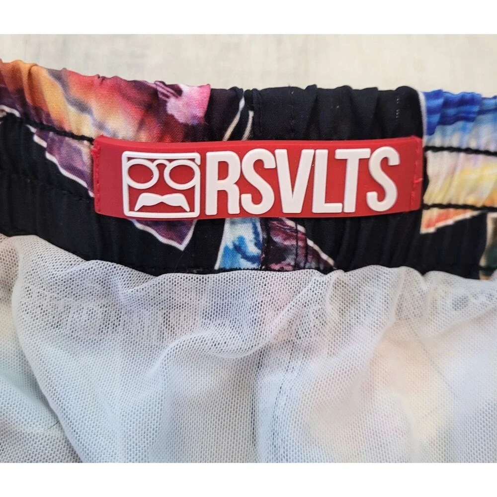 RSVLTS Bob Ross Postcards Mens Size M Swim Trunks Shorts Mesh Lined Beach Resort